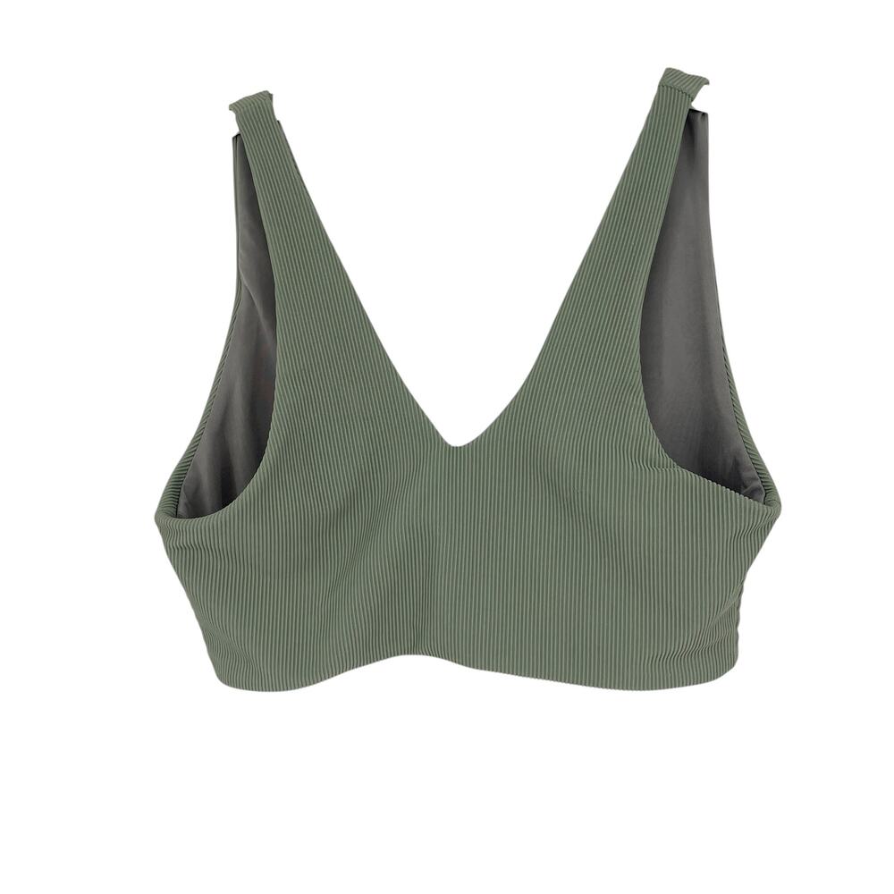 Beach Riot Dallas Ribbed Bikini Top Sage Green Size Medium Tie Front Swim Top - Picture 6 of 6